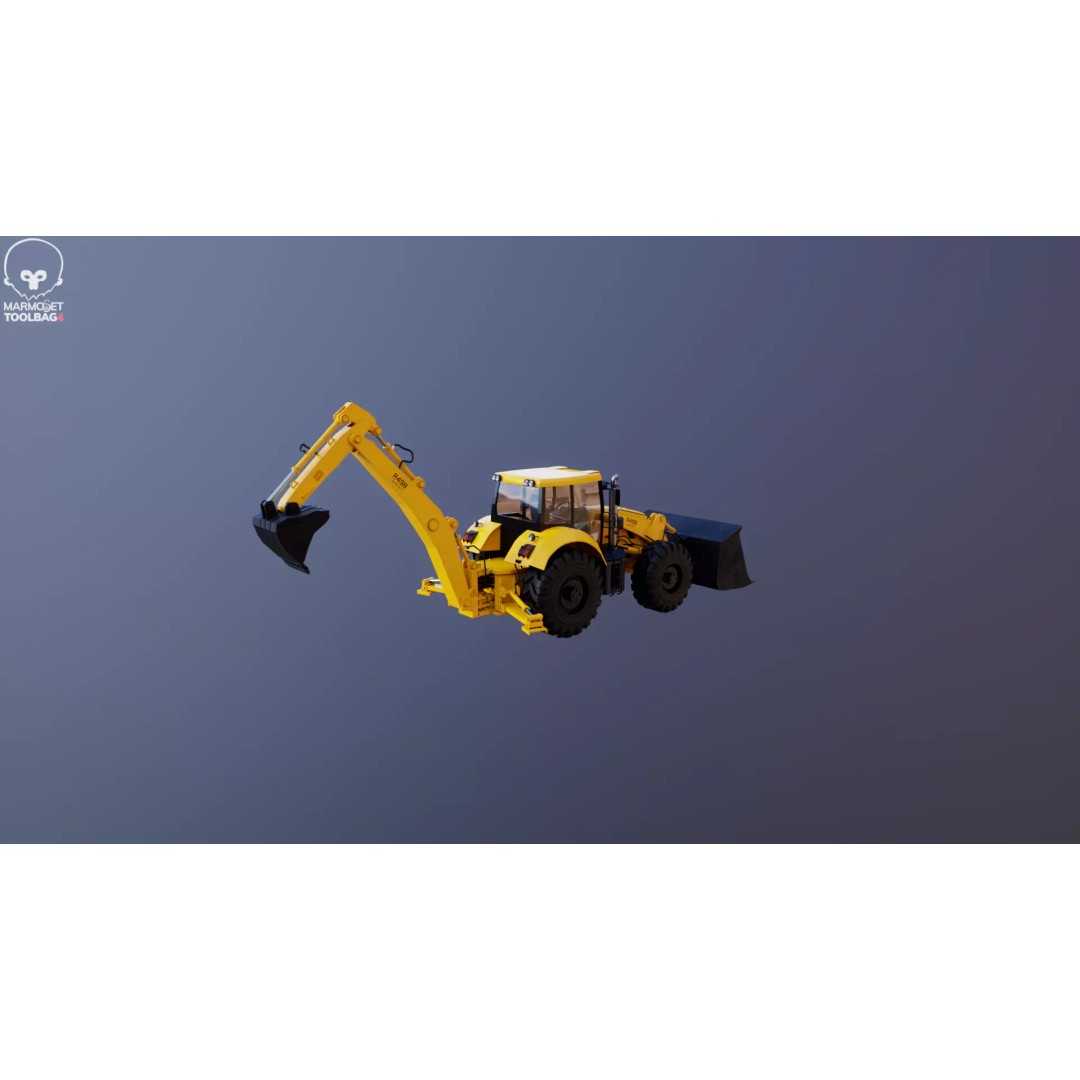 Backhoe Loader 3D Model – Low Poly Industrial Vehicle, FBX - View 24