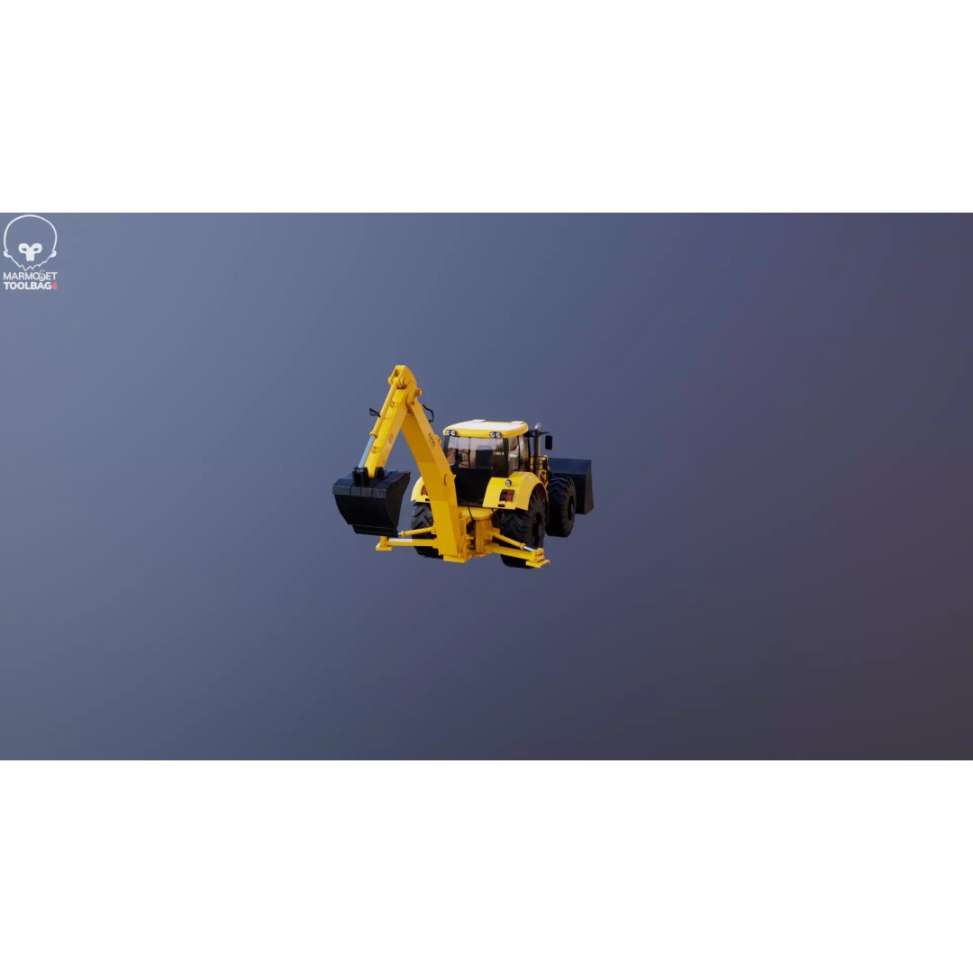 Backhoe Loader 3D Model – Low Poly Industrial Vehicle, FBX - View 25