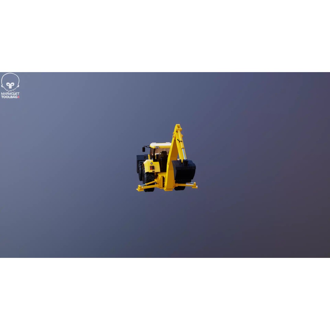 Backhoe Loader 3D Model – Low Poly Industrial Vehicle, FBX - View 26