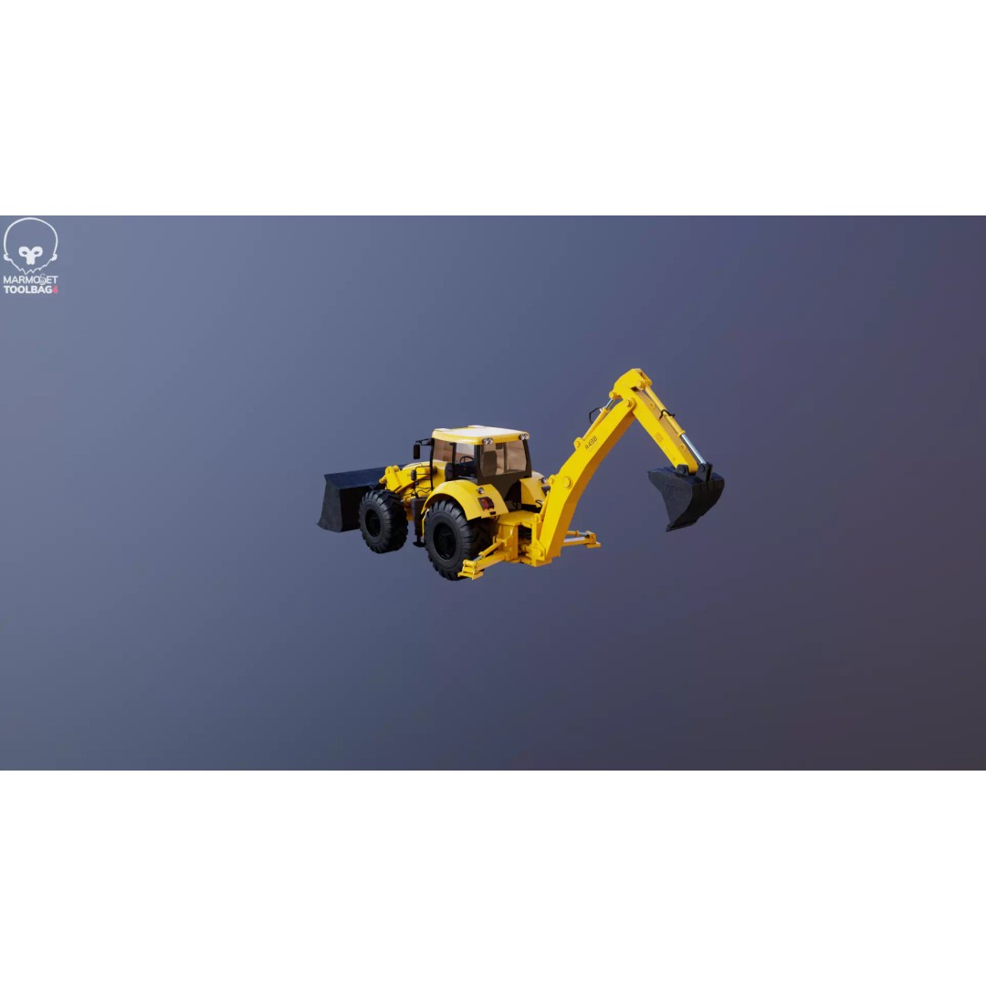 Backhoe Loader 3D Model – Low Poly Industrial Vehicle, FBX - View 27