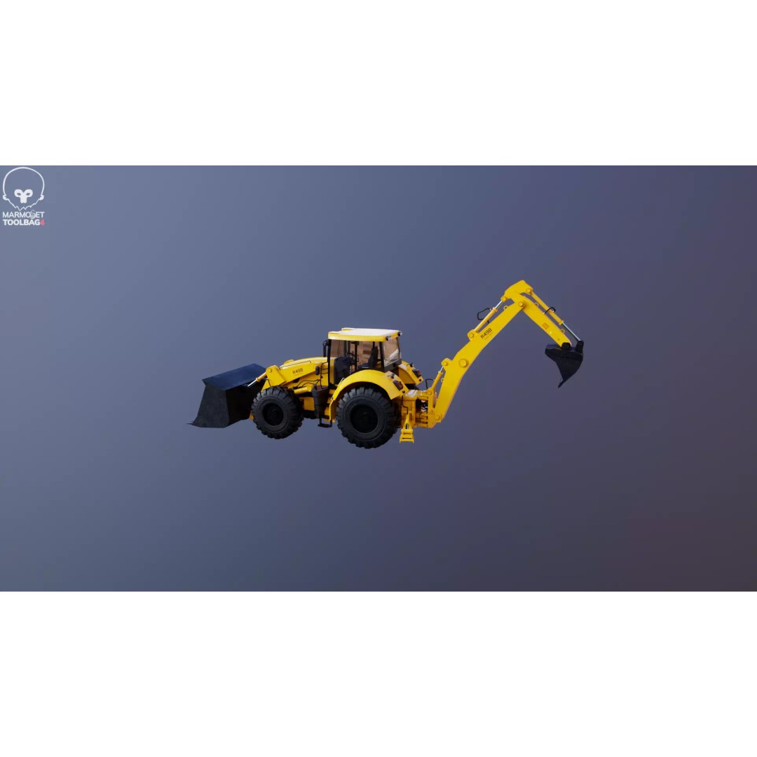 Backhoe Loader 3D Model – Low Poly Industrial Vehicle, FBX - View 28