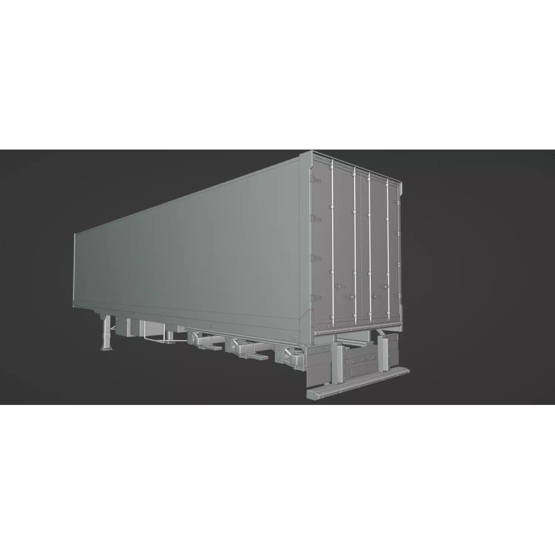 Truck Trailer 3D Model – High Poly Polygon Mesh, FBX, OBJ, Blend - View 2