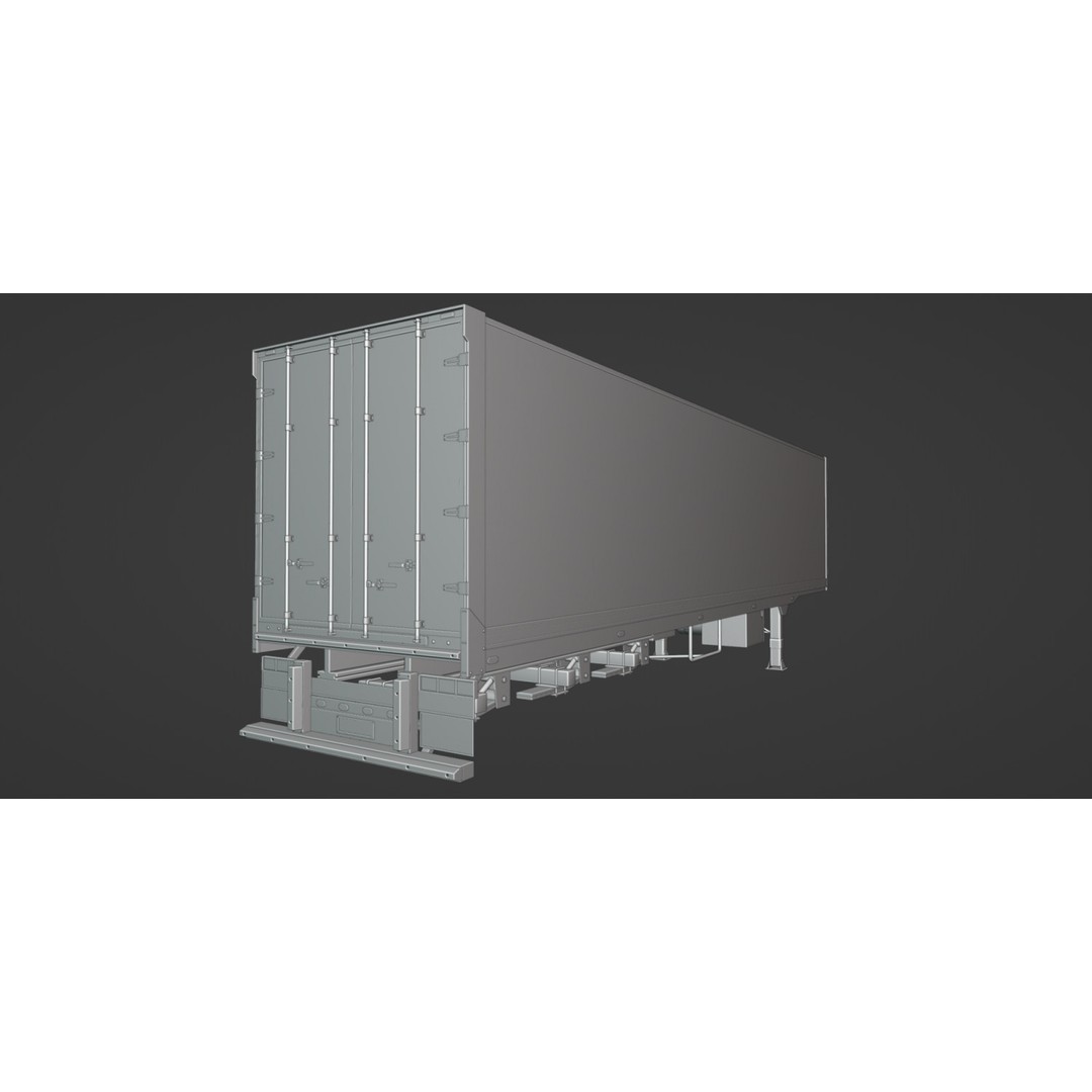 Truck Trailer 3D Model – High Poly Polygon Mesh, FBX, OBJ, Blend - View 4