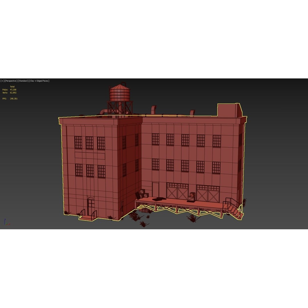 Industrial Building 3D Model – Low Poly Game Asset, FBX, OBJ