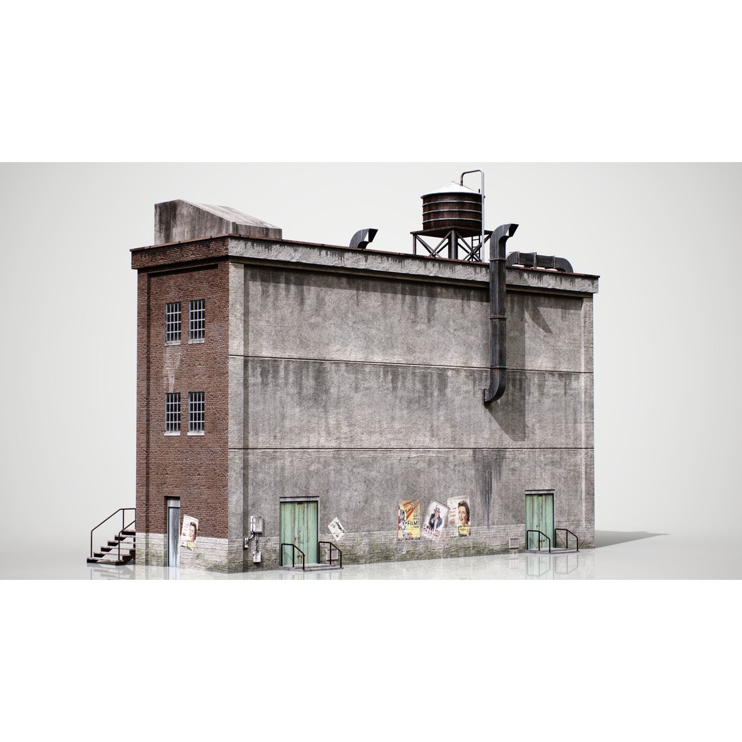 Industrial Building 3D Model – Low Poly Game Asset, FBX, OBJ - View 8