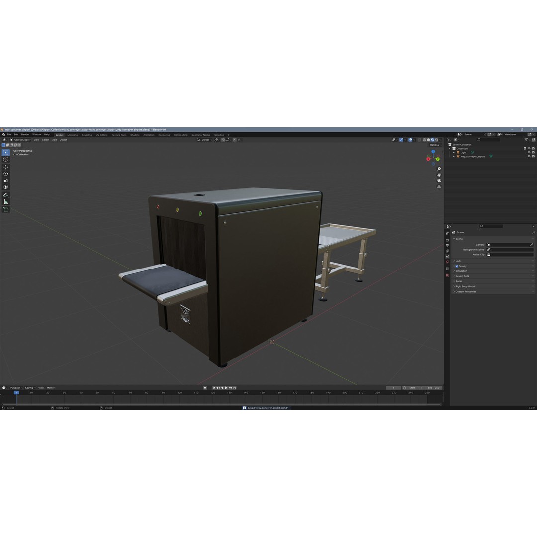 Airport X-ray Conveyer 3D Model – Low Poly Game Asset, FBX, PBR Textures - View 14