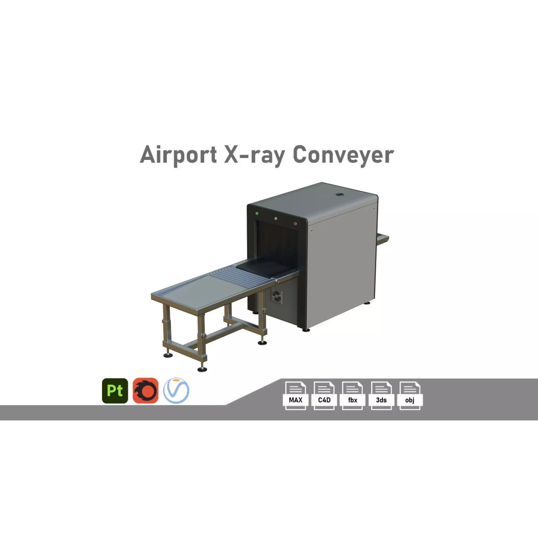 Airport X-ray Conveyer 3D Model – Low Poly Game Asset, FBX, PBR Textures - View 2