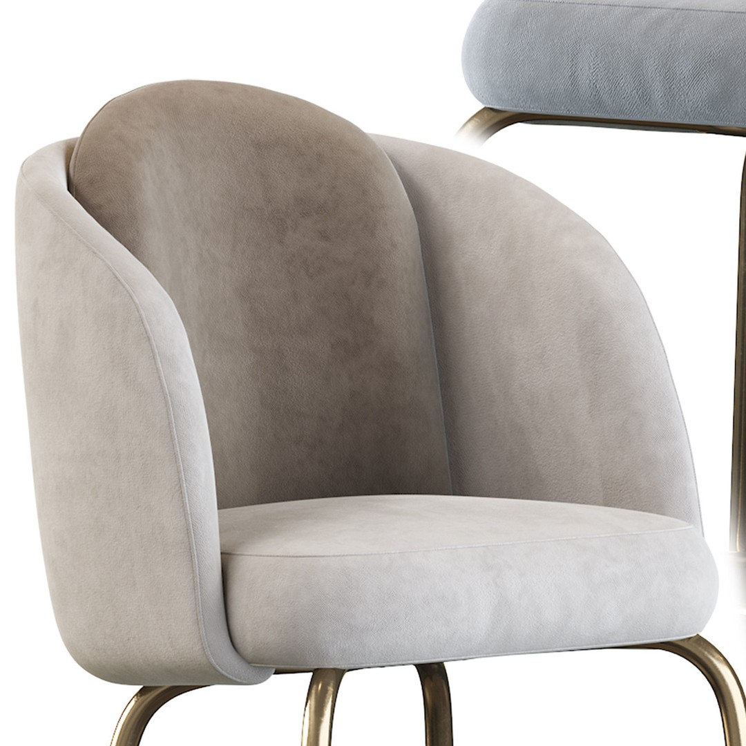 Lucia Barstool 3D Model – Upholstered Design, PBR Textures, FBX - View 13