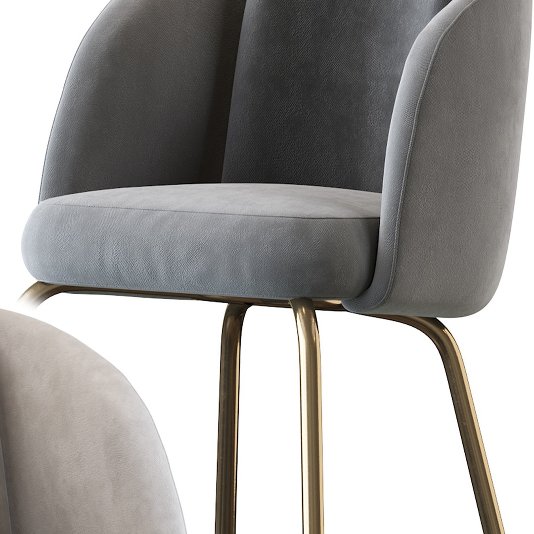 Lucia Barstool 3D Model – Upholstered Design, PBR Textures, FBX - View 14