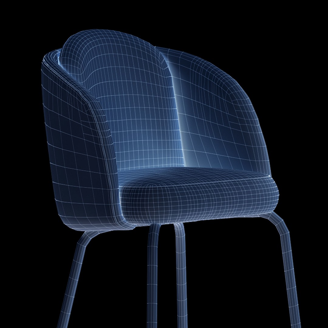 Lucia Barstool 3D Model – Upholstered Design, PBR Textures, FBX - View 15