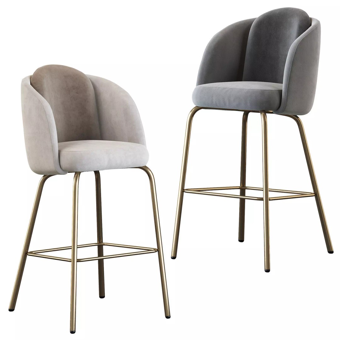 Lucia Barstool 3D Model – Upholstered Design, PBR Textures, FBX - View 2