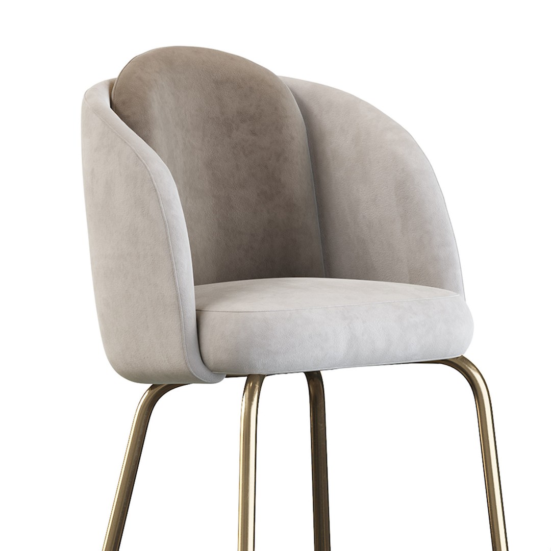 Lucia Barstool 3D Model – Upholstered Design, PBR Textures, FBX - View 6