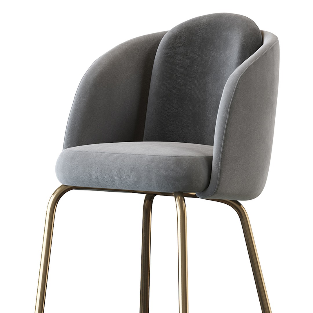 Lucia Barstool 3D Model – Upholstered Design, PBR Textures, FBX - View 7