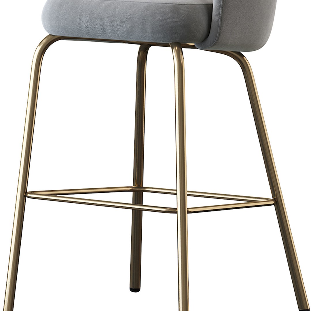 Lucia Barstool 3D Model – Upholstered Design, PBR Textures, FBX - View 8