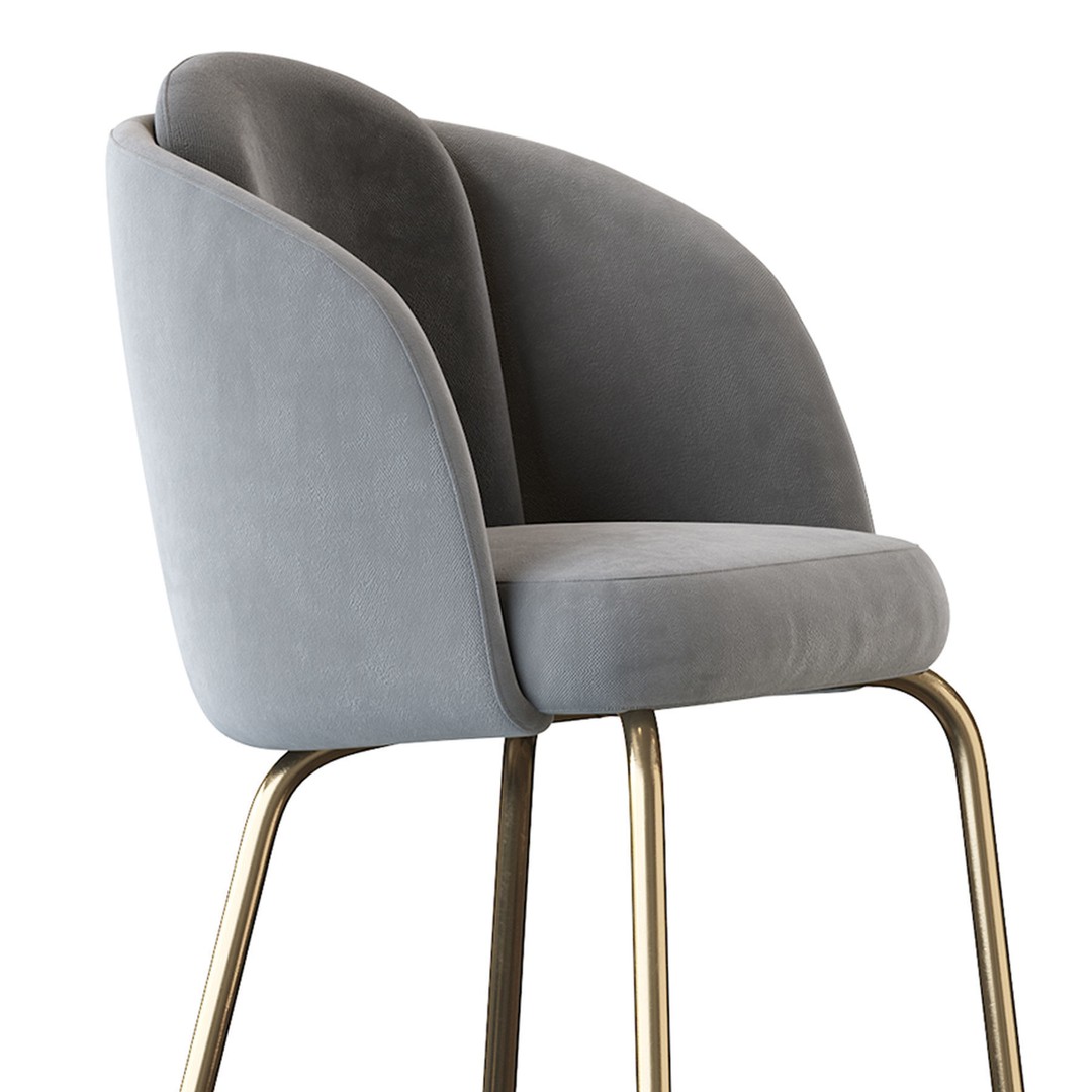 Lucia Barstool 3D Model – Upholstered Design, PBR Textures, FBX - View 9