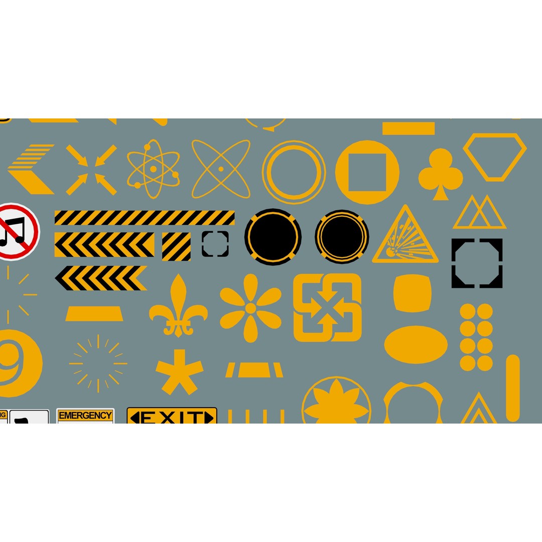 Decal 3D Model – Low Poly Collection of 201 Warning Signs, FBX, OBJ - View 10