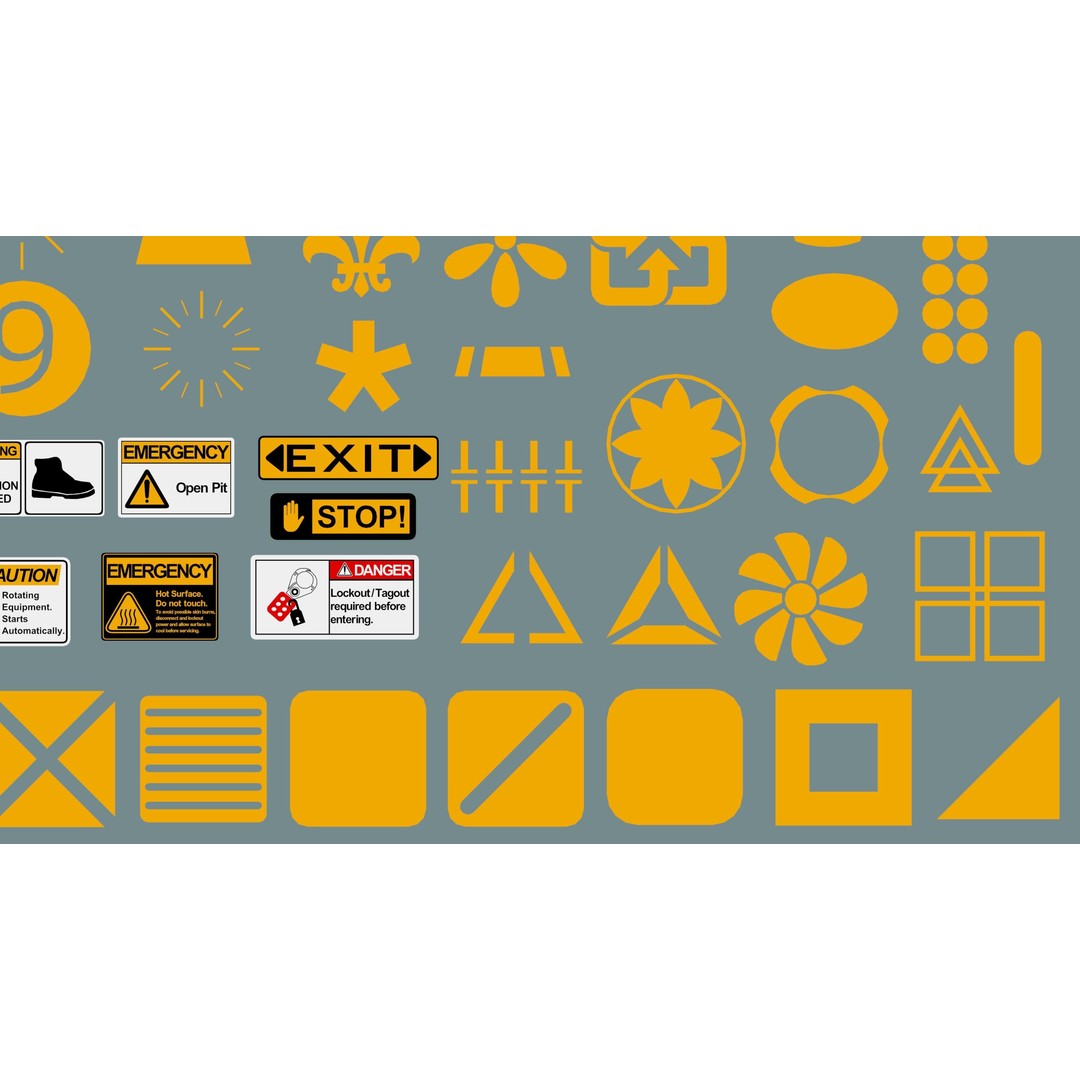 Decal 3D Model – Low Poly Collection of 201 Warning Signs, FBX, OBJ - View 20
