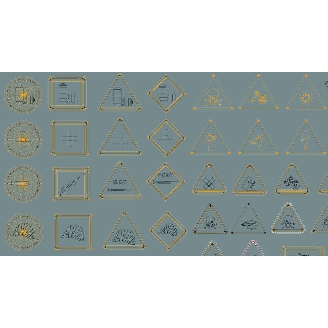 Decal 3D Model – Low Poly Collection of 201 Warning Signs, FBX, OBJ - View 5