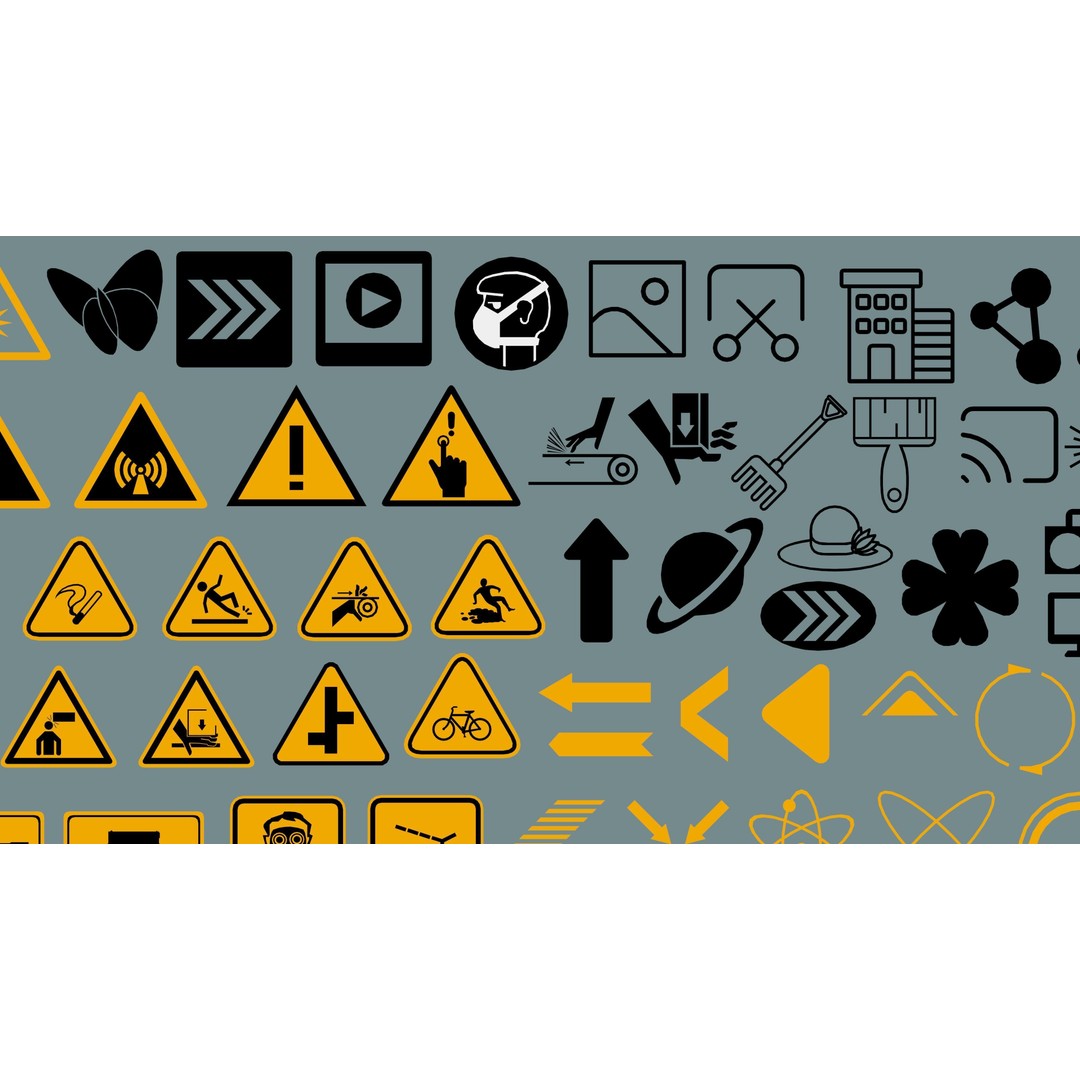 Decal 3D Model – Low Poly Collection of 201 Warning Signs, FBX, OBJ - View 6