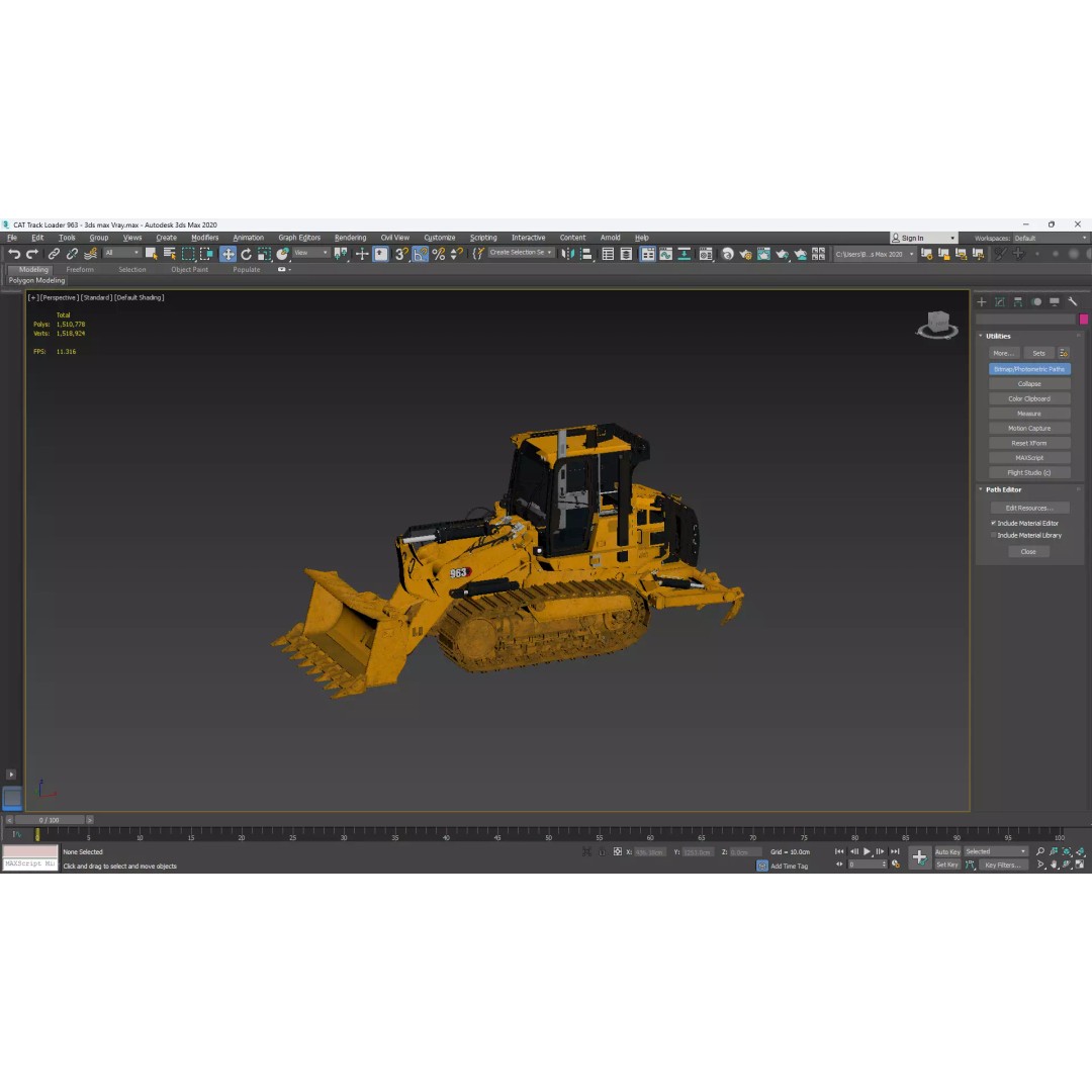 CAT 963 Track Loader 3D Model – High-Poly PBR Asset, FBX/OBJ - View 12