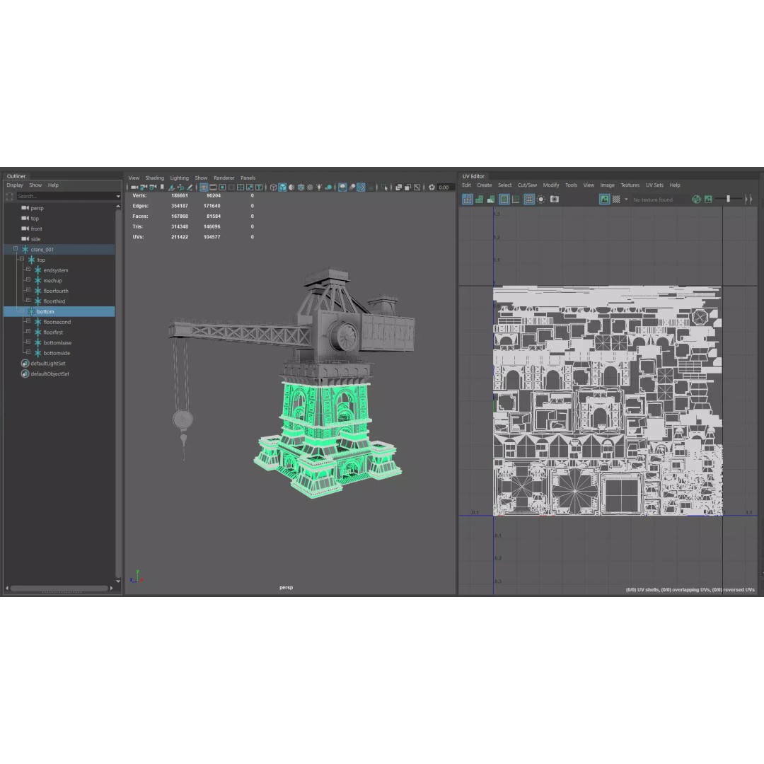 Steampunk Tower Crane 3D Model – Industrial Stylized Asset, PBR