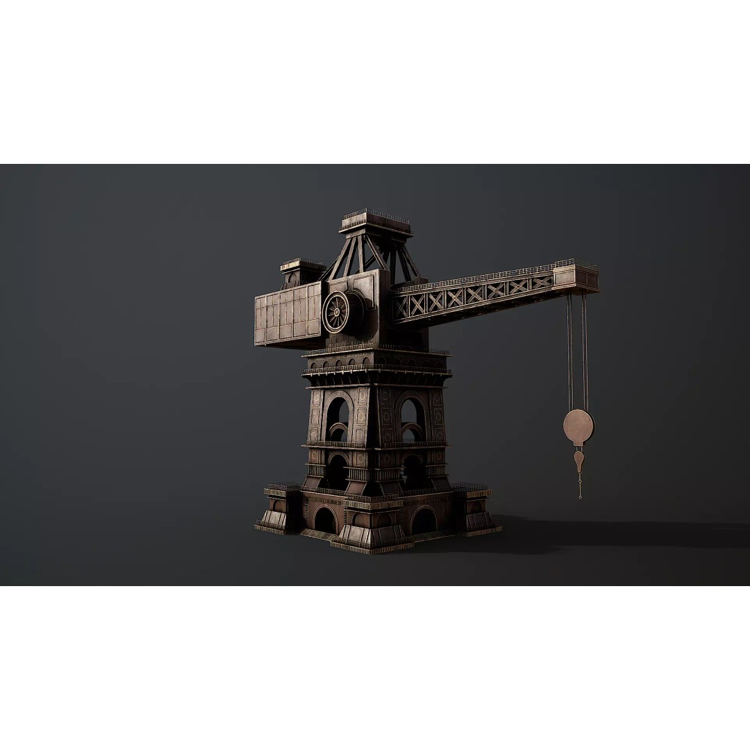 Steampunk Tower Crane 3D Model – Industrial Stylized Asset, PBR - View 2