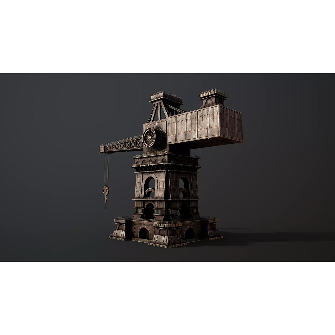 Steampunk Tower Crane 3D Model – Industrial Stylized Asset, PBR - View 4