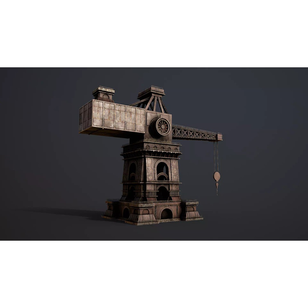 Steampunk Tower Crane 3D Model – Industrial Stylized Asset, PBR - View 5