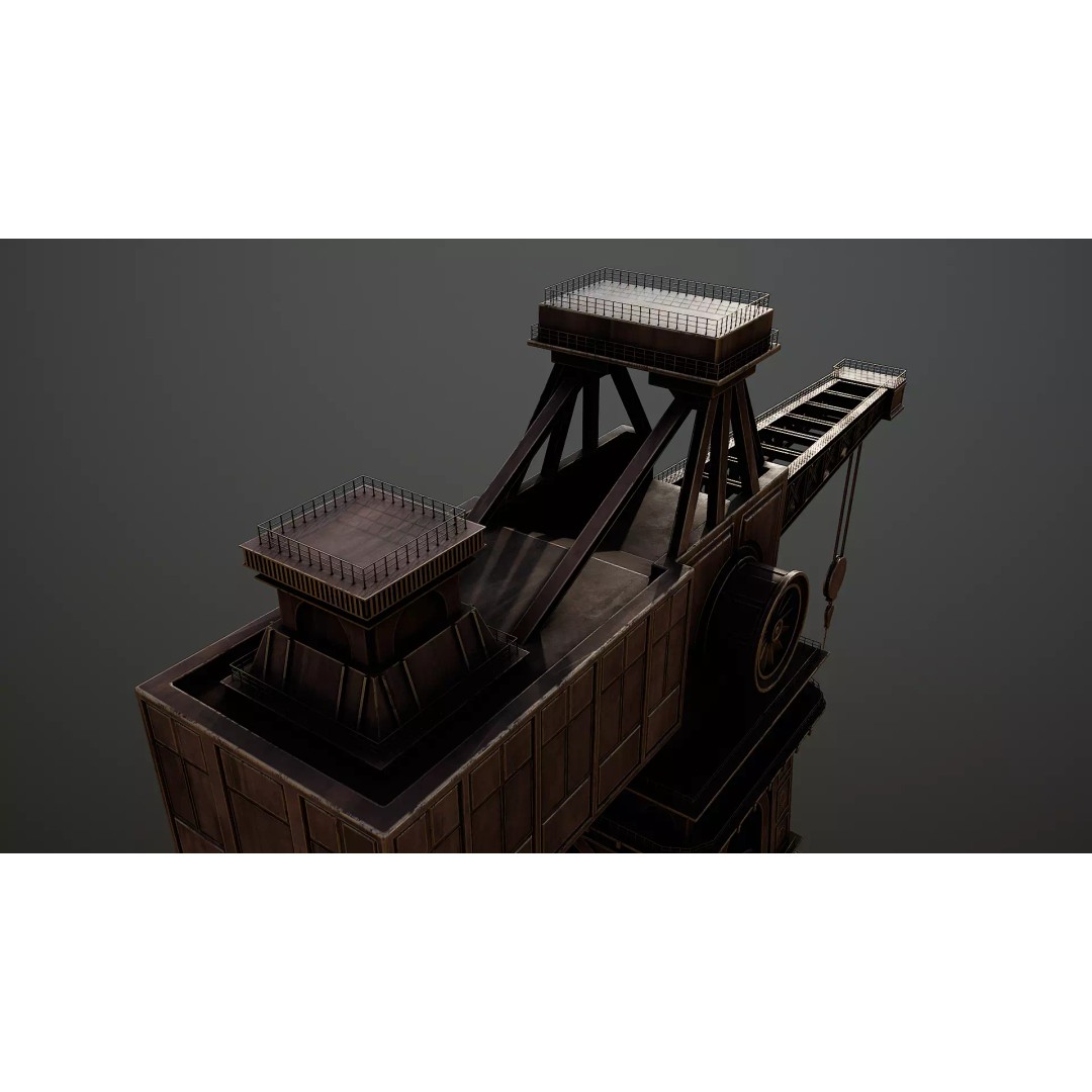 Steampunk Tower Crane 3D Model – Industrial Stylized Asset, PBR - View 6