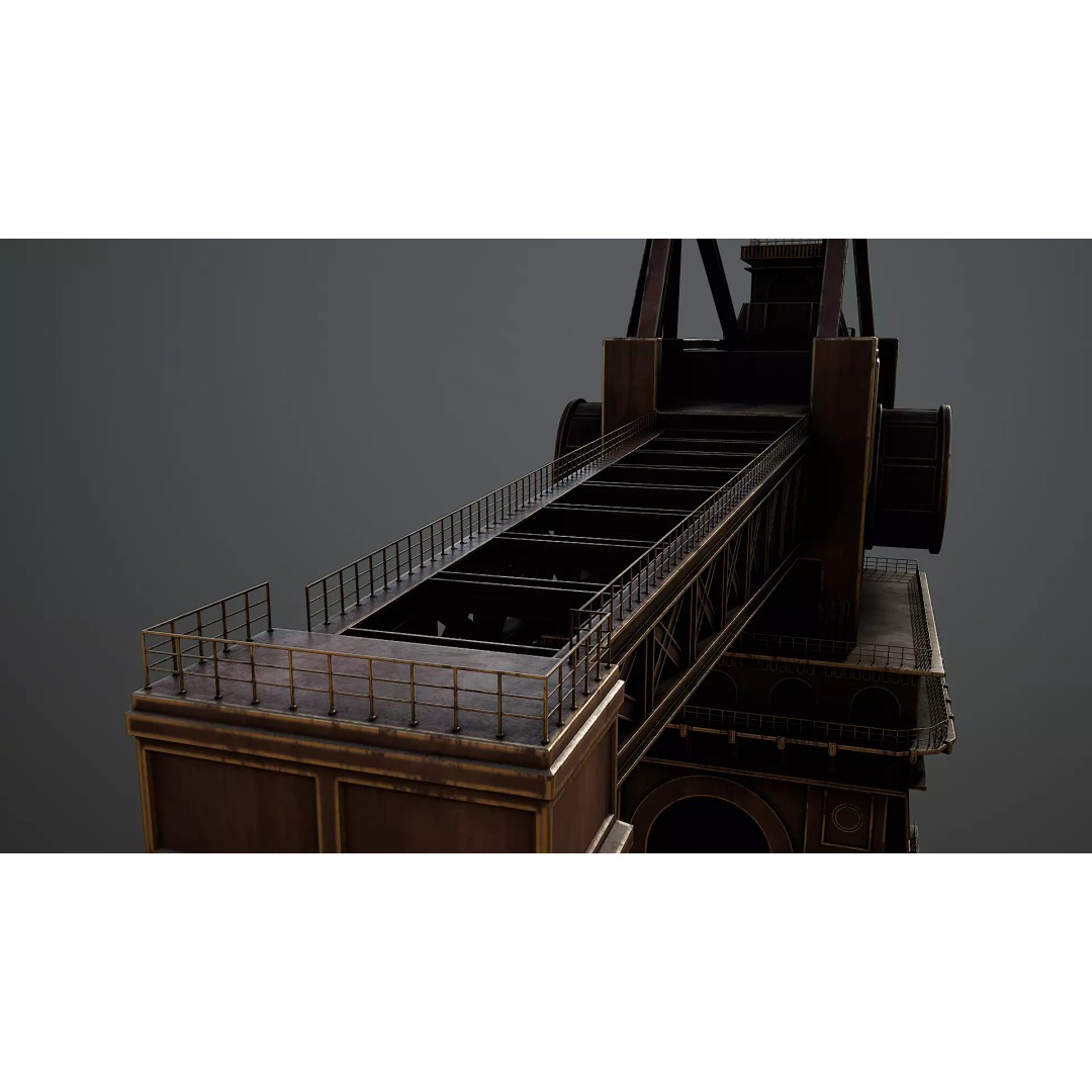 Steampunk Tower Crane 3D Model – Industrial Stylized Asset, PBR - View 7