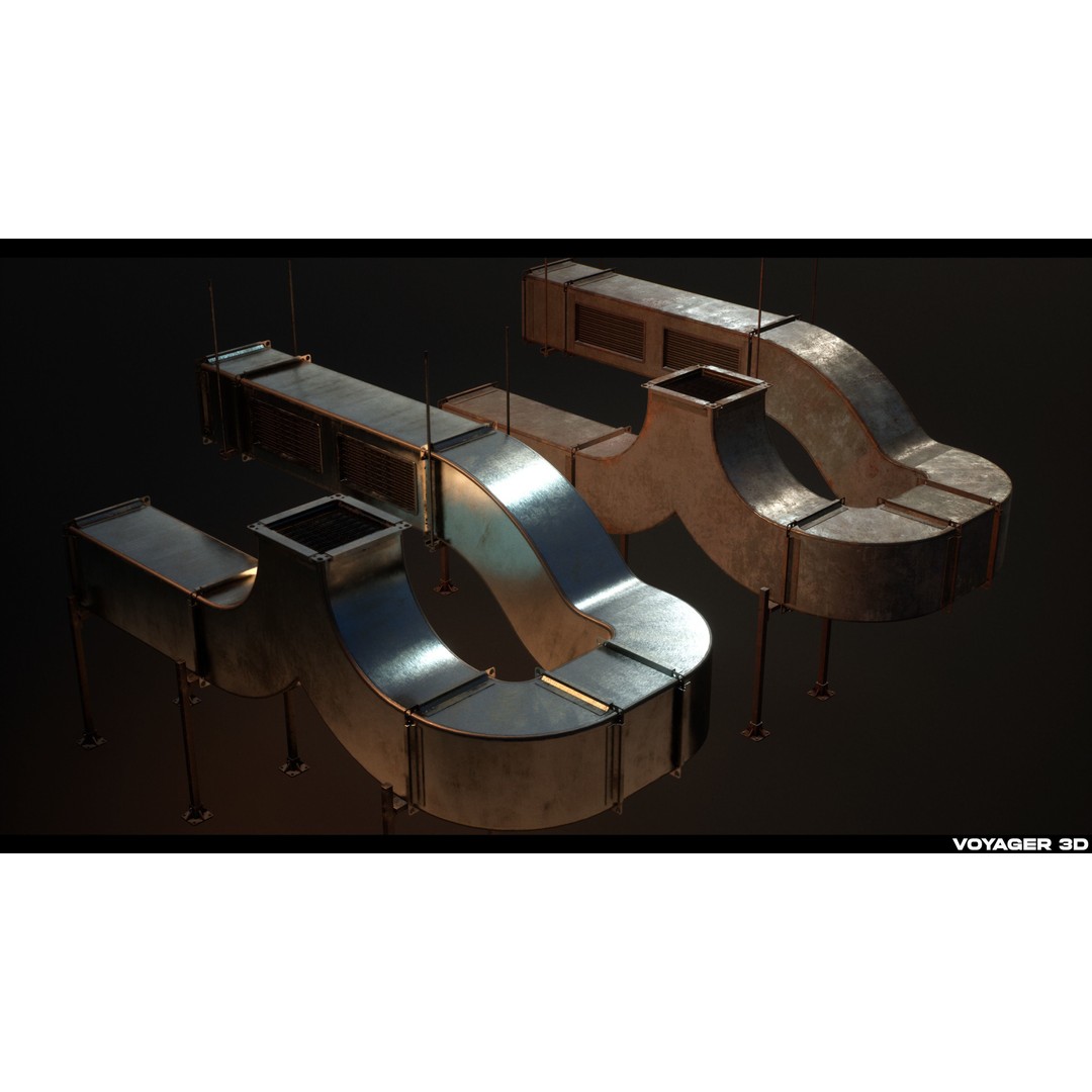 Modular Pipes 3D Model – Low Poly Industrial Pipe Pack, FBX - View 10