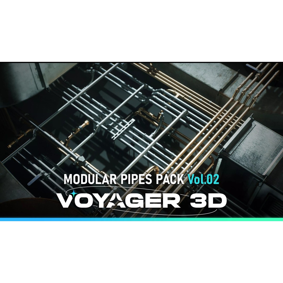 Modular Pipes 3D Model – Low Poly Industrial Pipe Pack, FBX - View 2