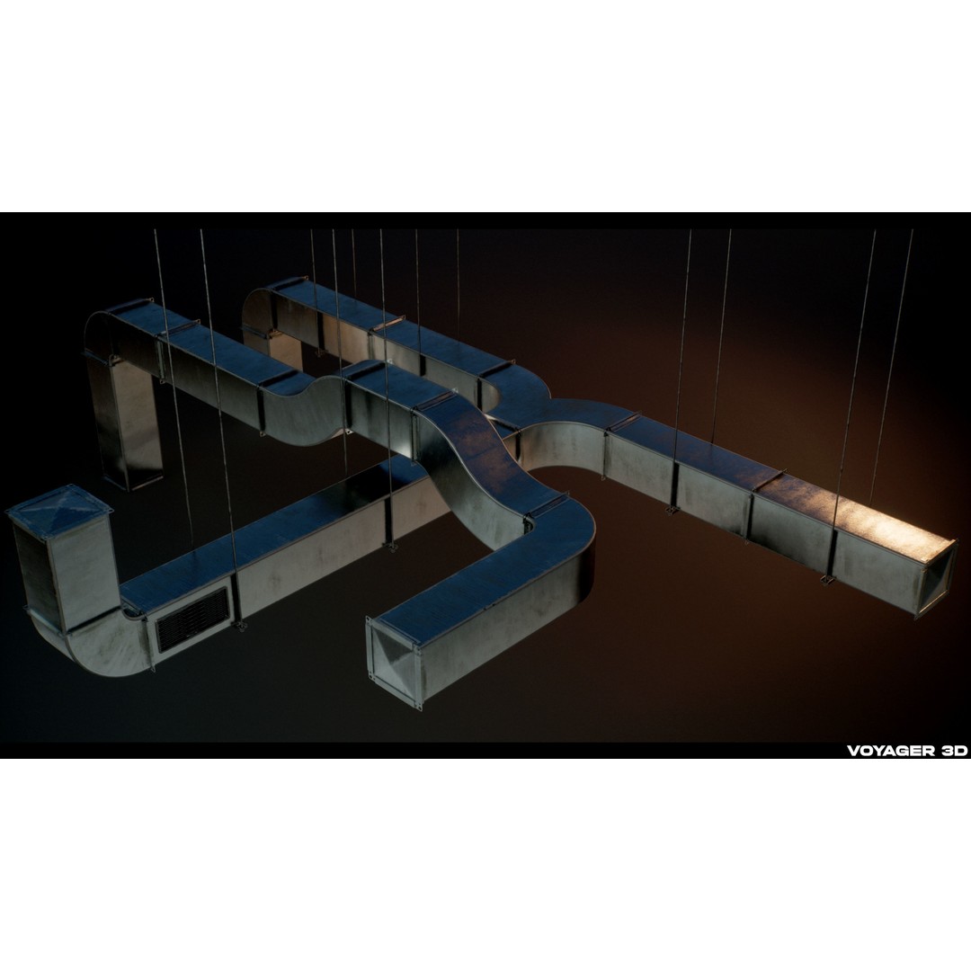 Modular Pipes 3D Model – Low Poly Industrial Pipe Pack, FBX - View 5