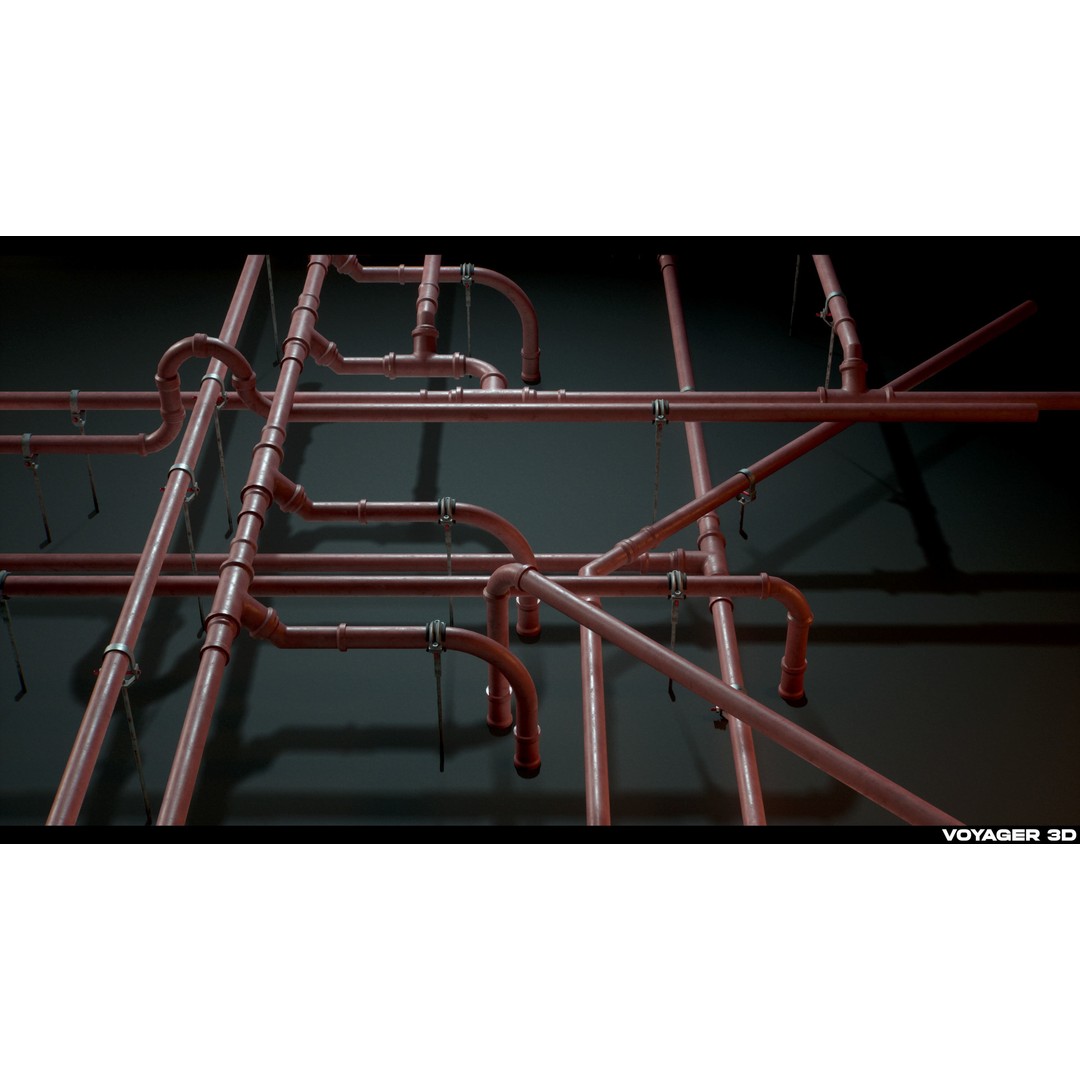 Modular Pipes 3D Model – Low Poly Industrial Pipe Pack, FBX - View 6