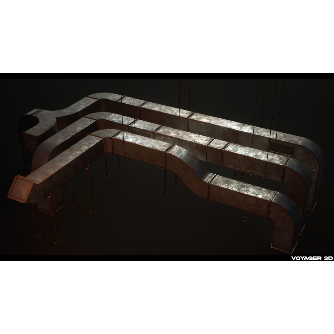 Modular Pipes 3D Model – Low Poly Industrial Pipe Pack, FBX - View 7