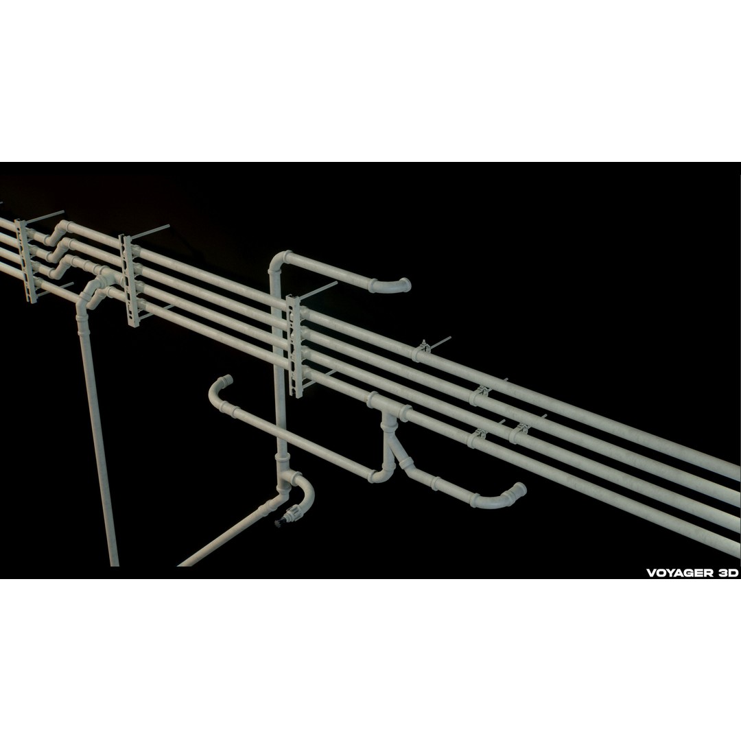 Modular Pipes 3D Model – Low Poly Industrial Pipe Pack, FBX - View 8