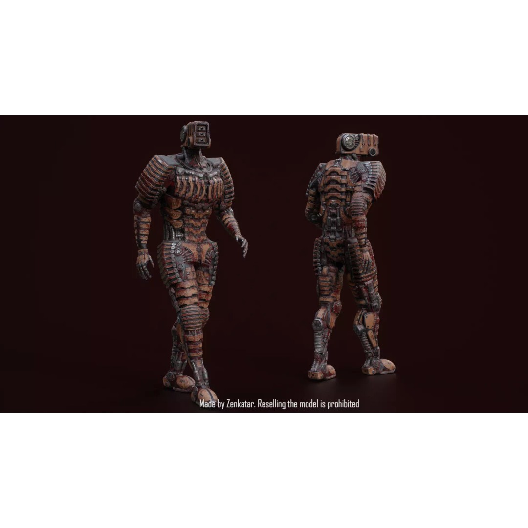 Bloody Horror Robot 3D Model – Low Poly Sci-Fi Character, FBX - View 10