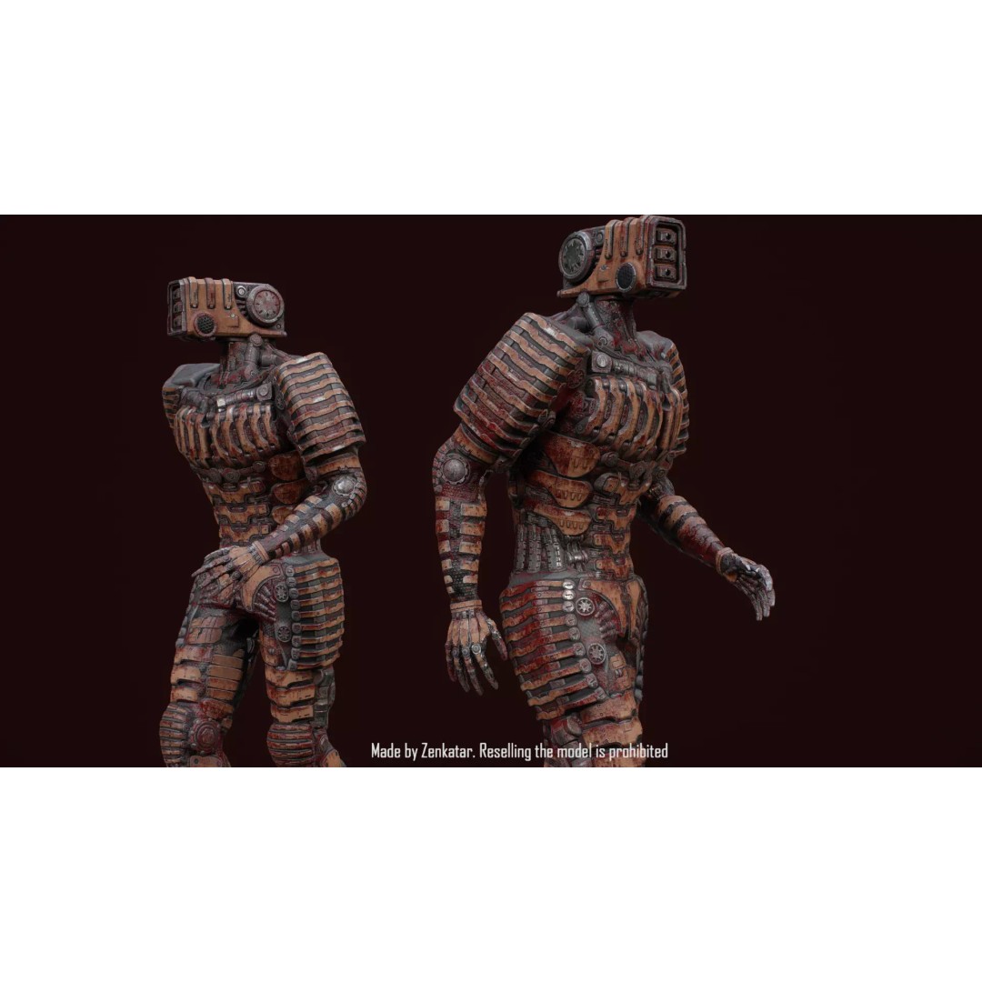 Bloody Horror Robot 3D Model – Low Poly Sci-Fi Character, FBX - View 11