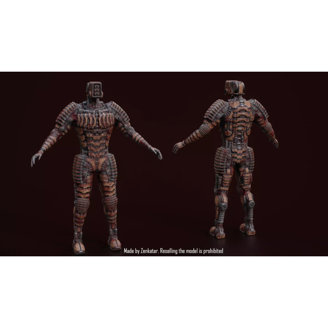 Bloody Horror Robot 3D Model – Low Poly Sci-Fi Character, FBX - View 12