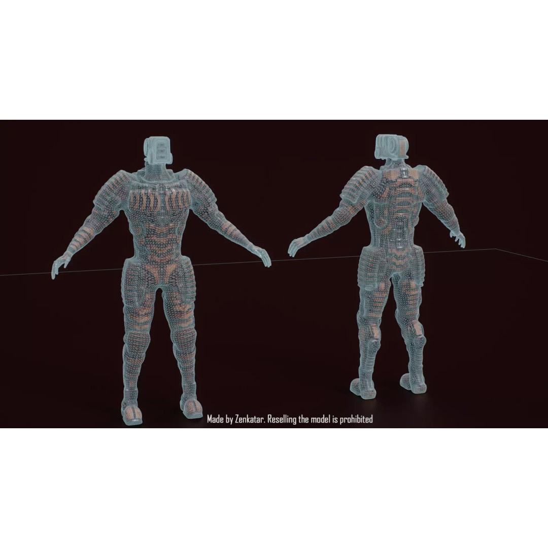 Bloody Horror Robot 3D Model – Low Poly Sci-Fi Character, FBX - View 13