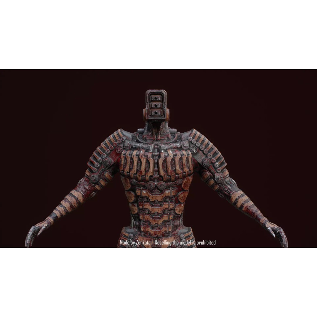 Bloody Horror Robot 3D Model – Low Poly Sci-Fi Character, FBX - View 14