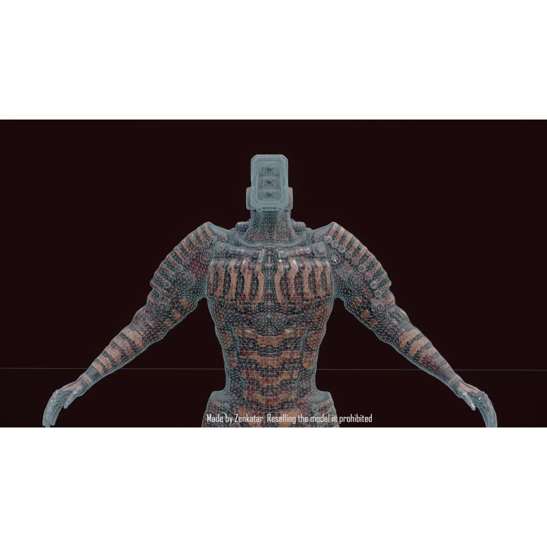 Bloody Horror Robot 3D Model – Low Poly Sci-Fi Character, FBX - View 15