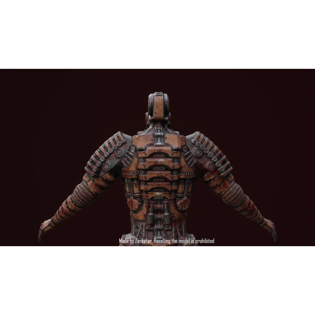 Bloody Horror Robot 3D Model – Low Poly Sci-Fi Character, FBX - View 16