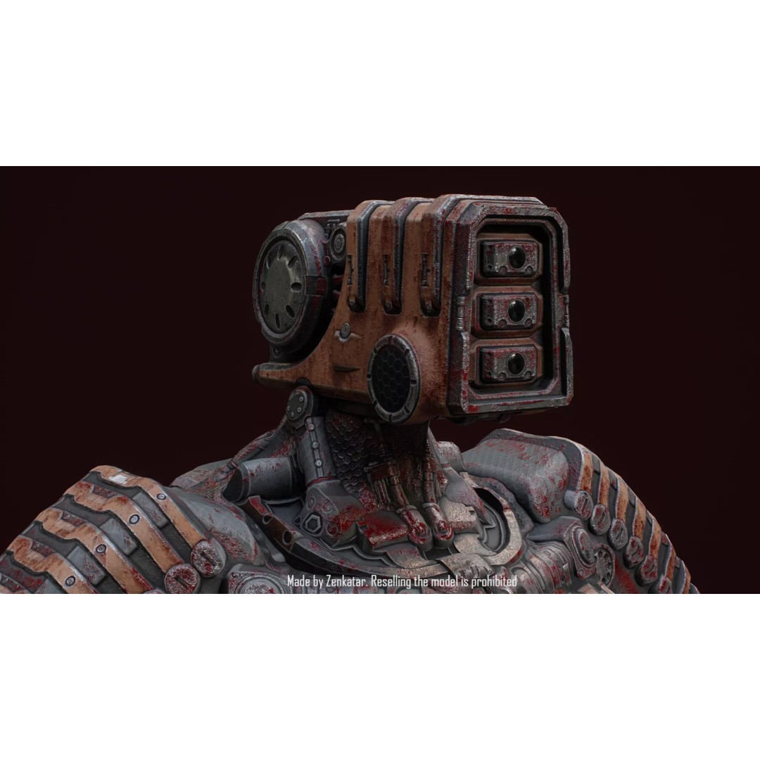Bloody Horror Robot 3D Model – Low Poly Sci-Fi Character, FBX - View 18