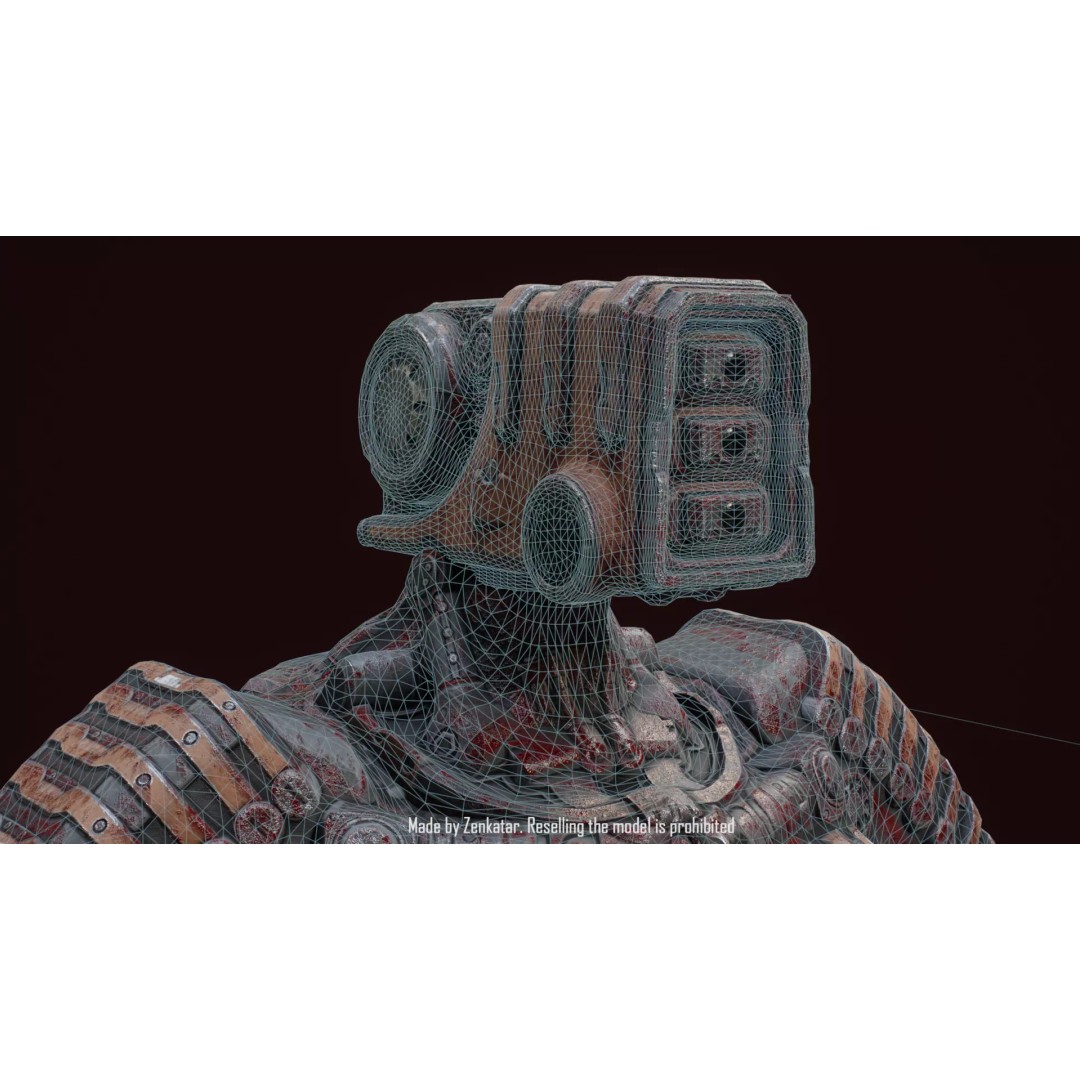 Bloody Horror Robot 3D Model – Low Poly Sci-Fi Character, FBX - View 19