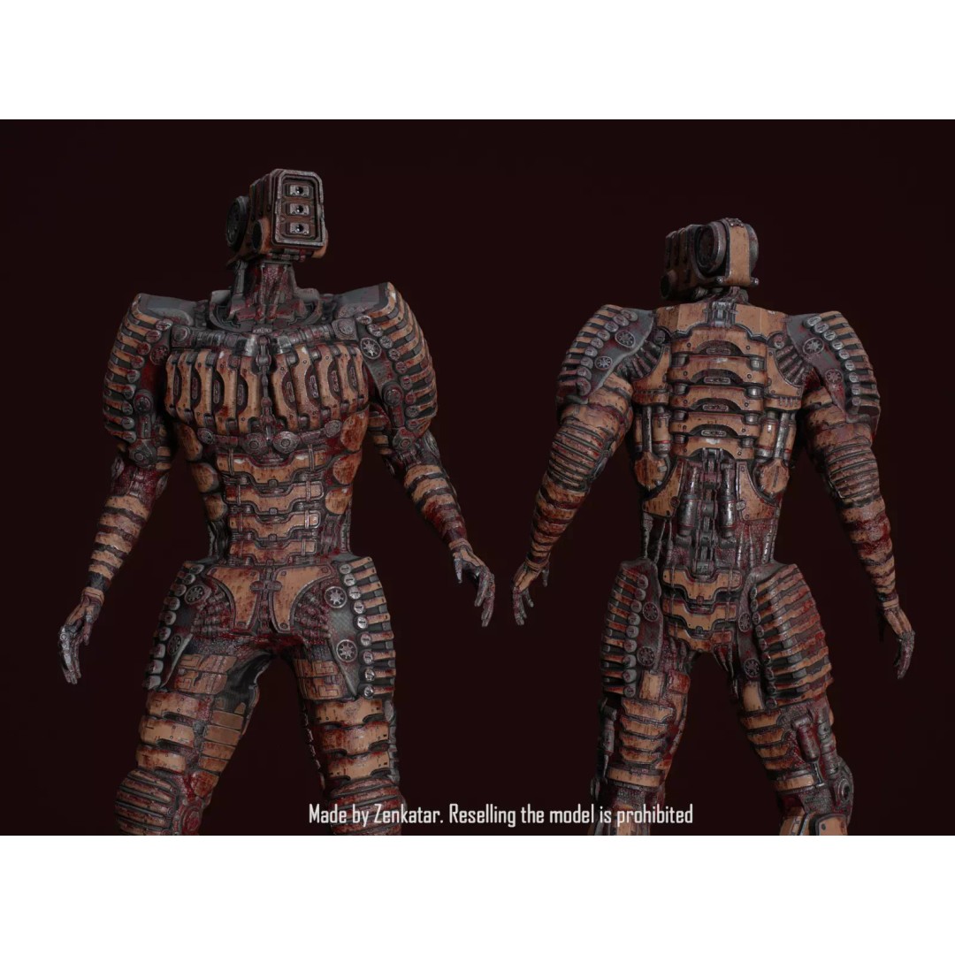 Bloody Horror Robot 3D Model – Low Poly Sci-Fi Character, FBX - View 2