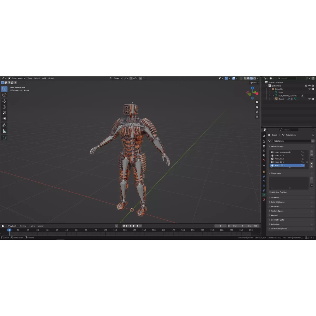 Bloody Horror Robot 3D Model – Low Poly Sci-Fi Character, FBX - View 20