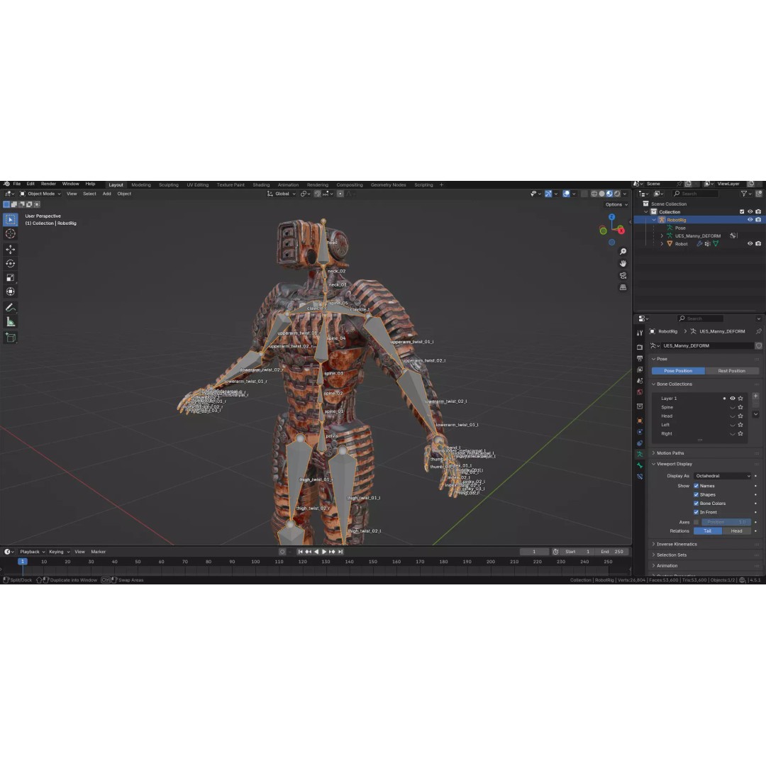 Bloody Horror Robot 3D Model – Low Poly Sci-Fi Character, FBX - View 22