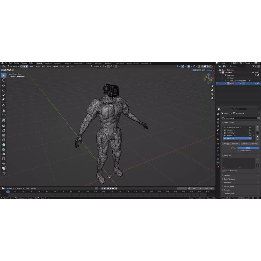Bloody Horror Robot 3D Model – Low Poly Sci-Fi Character, FBX - View 24
