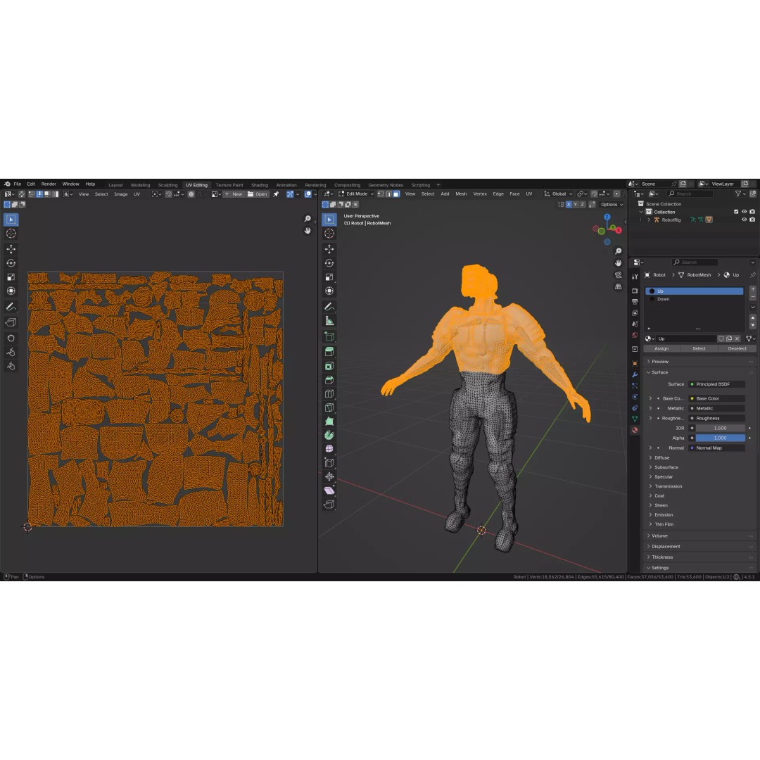 Bloody Horror Robot 3D Model – Low Poly Sci-Fi Character, FBX - View 25